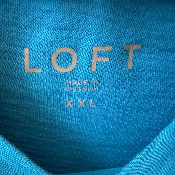 LOFT Puff Sleeve Blue Blouse Size XXL - Picture 7 of 9